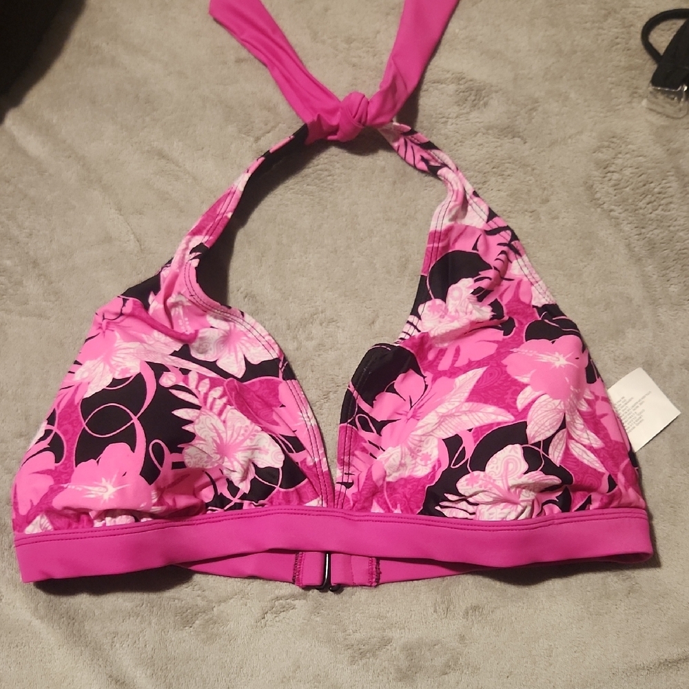 NWOT! Pink Floral Halter Bikini Top ** Mix N Match